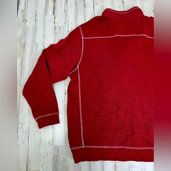 Men's Tommy Bahama Red Pull Over Marlin Logo 1/4 Zip Fleece Jacket XL - Picture 10 of 10